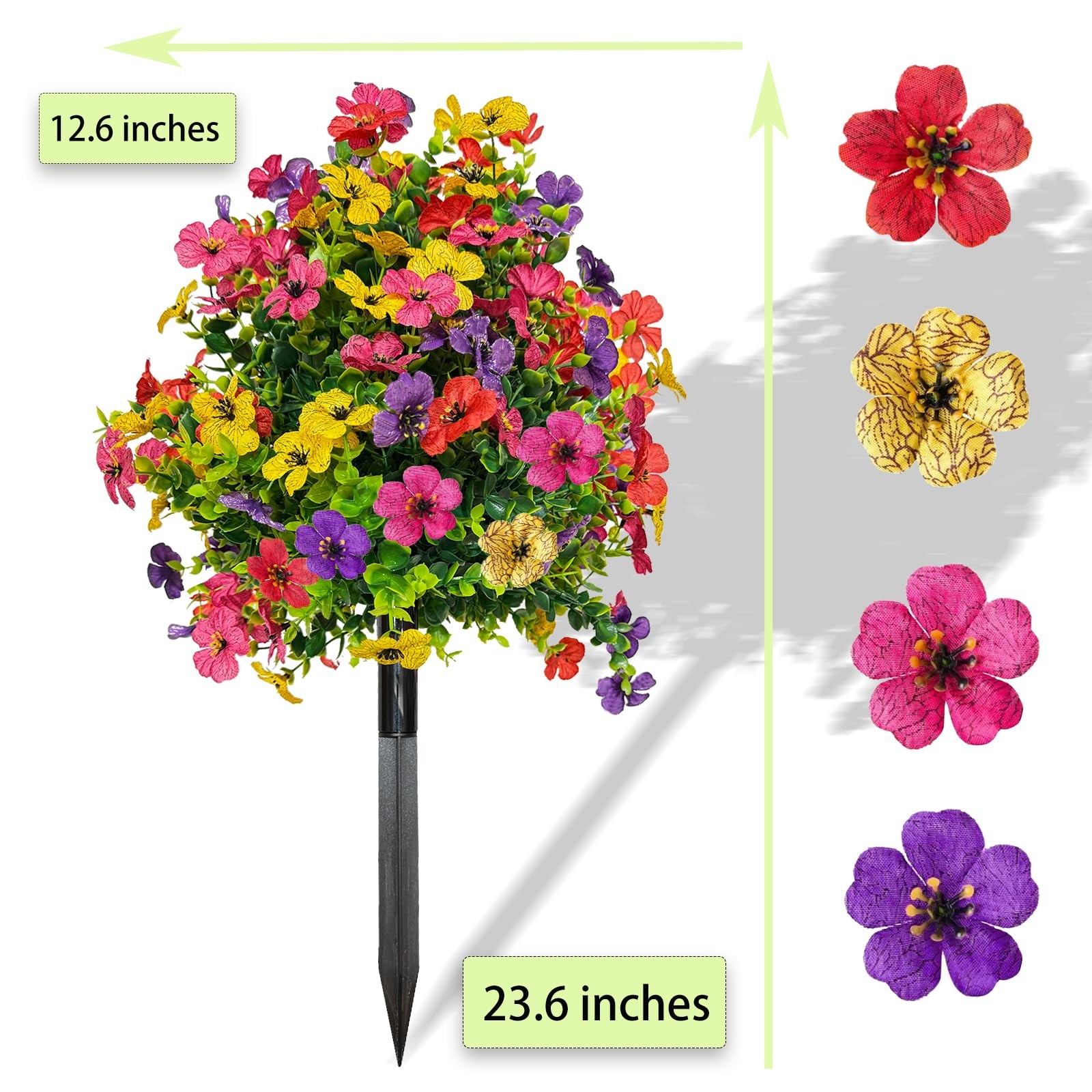 2 Set of 23.6″ Outdoor Artificial Flowers UV Resistant, Fake Flowers Bush wit…