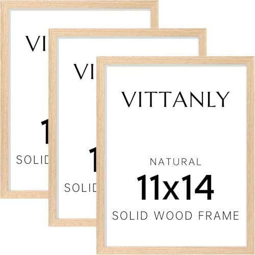 11×14 Picture Frame, Solid Wood Frame with Plexiglass, 11×14 – 3P Natural