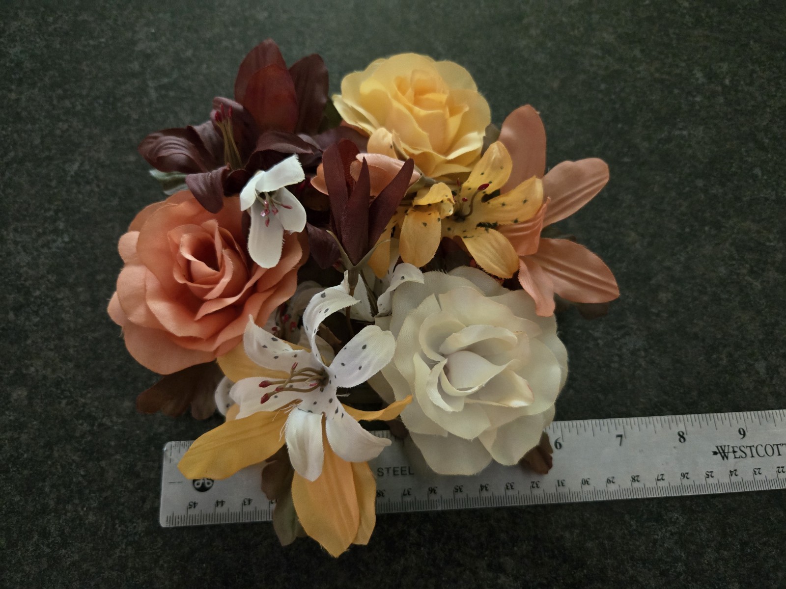 Vintage Fake Artificial Flower Floral Candle Ring Orange Yellow Cream