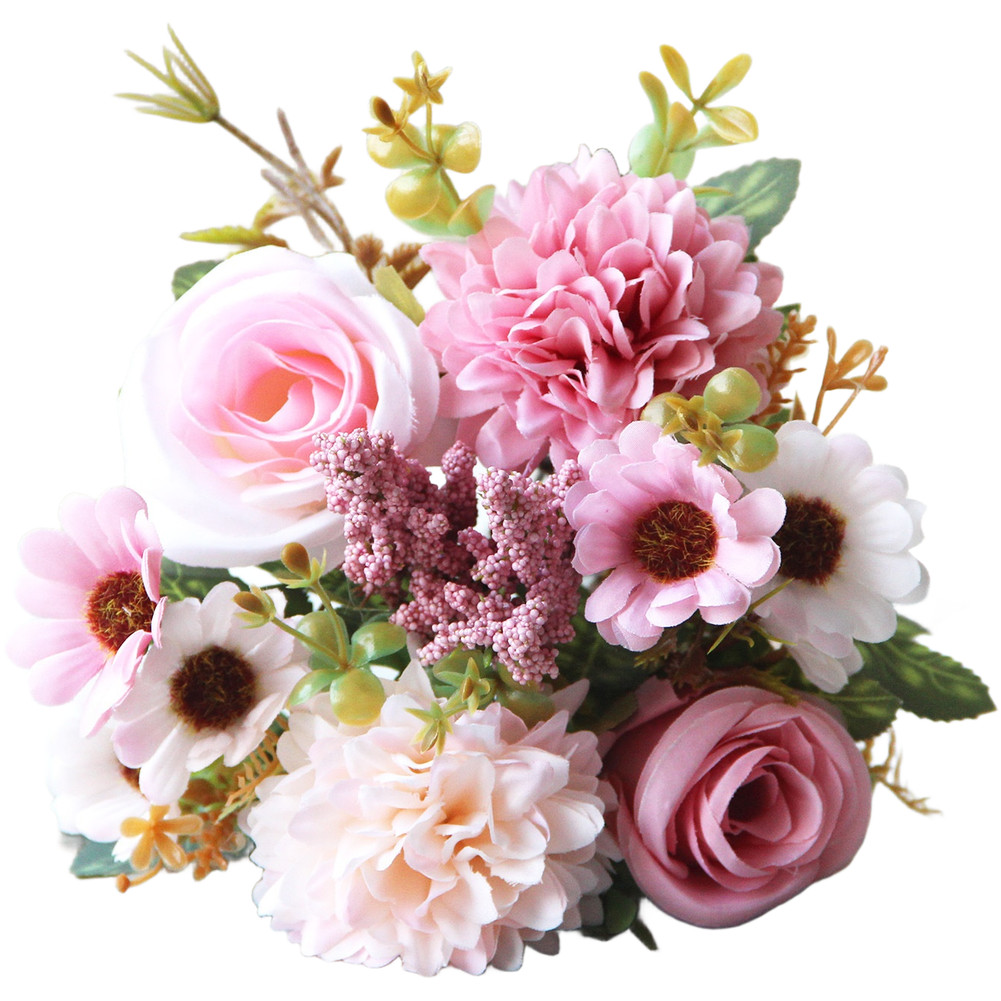 Persian Rose Silk Flower Bouquet 7 Stems for Wedding and Indoor Decoration