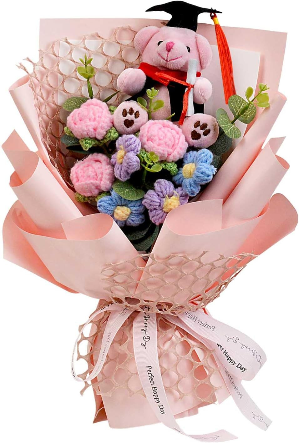 Handmade Crochet Flower Bouquet – Sunflower Rose Bear for Graduation & Gifts