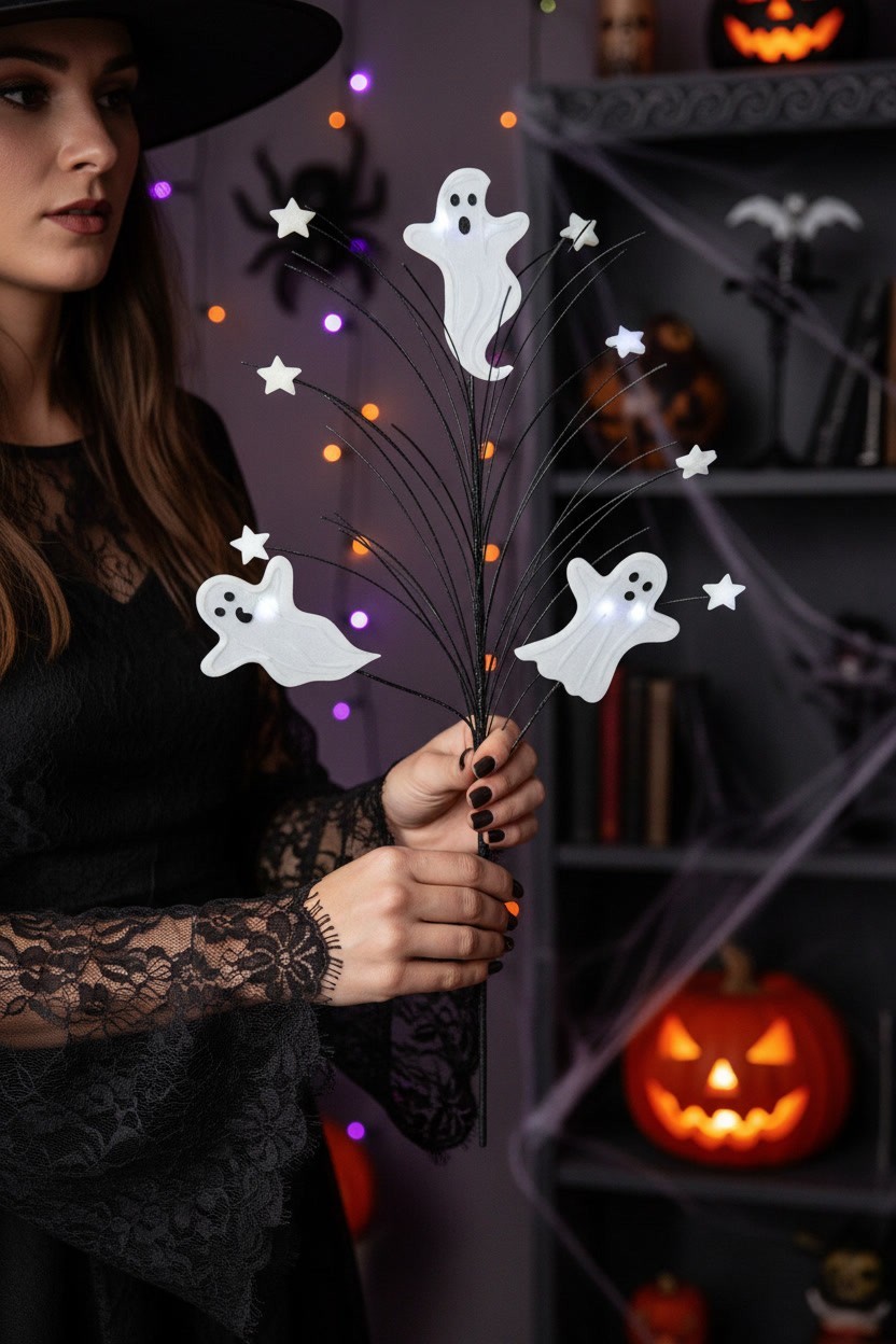 David Christopher Ghost Mini Star Pick Spray Spooky and Festive Halloween Decor
