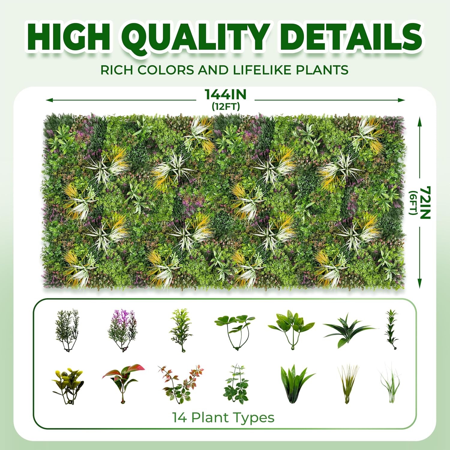 Artificial Grass Wall Roll Panels: 6FT x 12FT Boxwood Hedge Panels UV-Anti