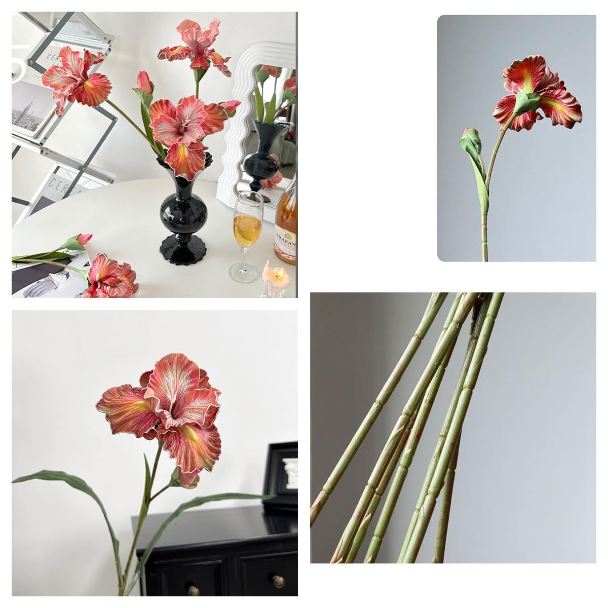 3pcs 18″Artificial Iris Flower PU Flower Heads,Real Touch Artificial Flowers …