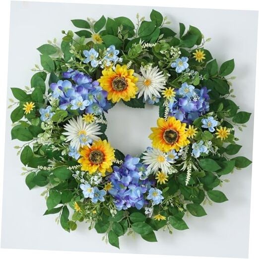 26″ Large Artificial Flower Wreath for Front Door Outside – Spring Summer