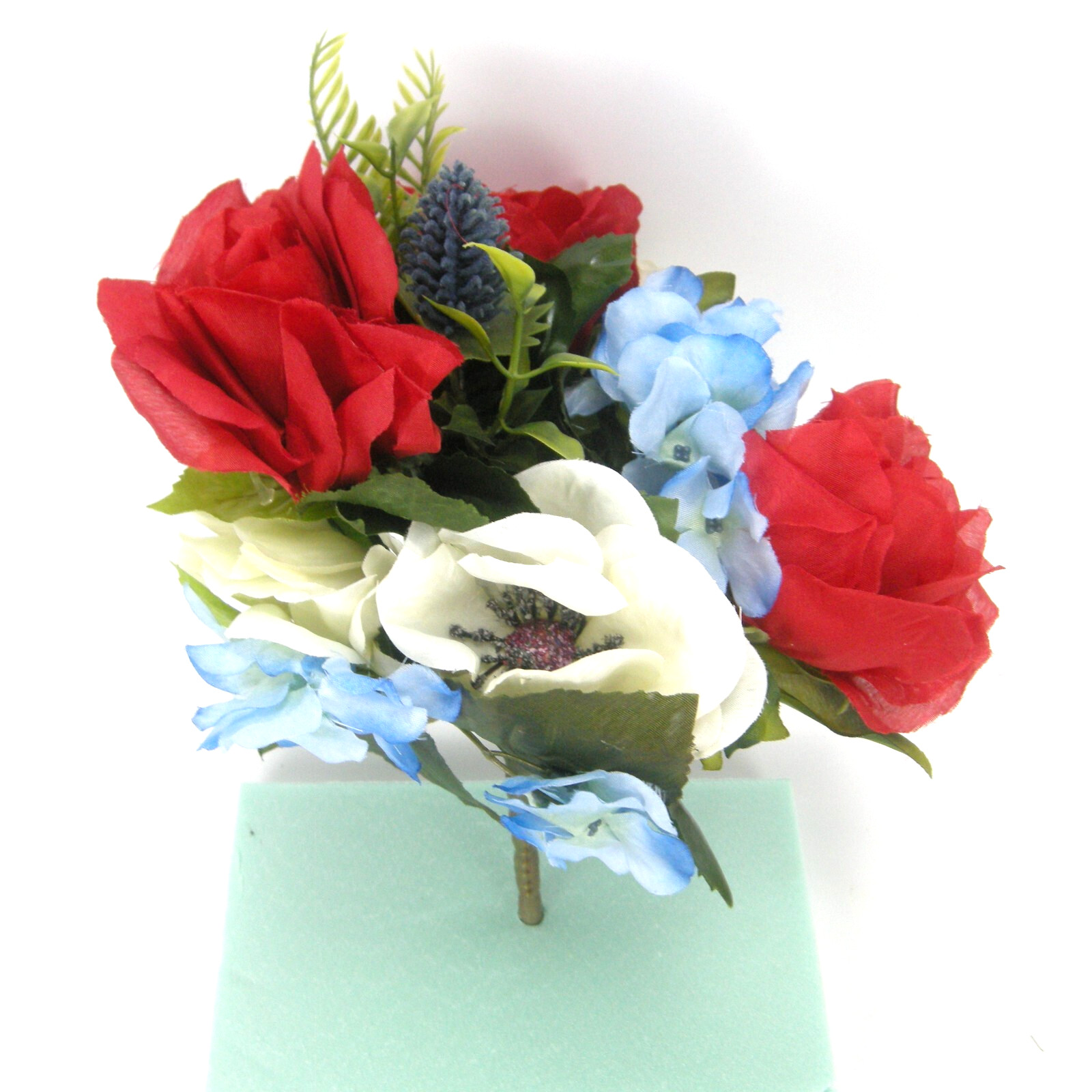 Silk Flower Lot of 12 Bushes 12″ Patriotic Red White Blue Florist Quality