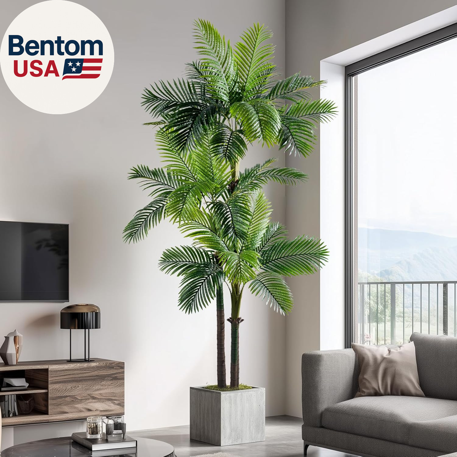 9.1FT Artificial Phoenix Palm Tree Artificial Plants Indoor Outdoor Large Faux C
