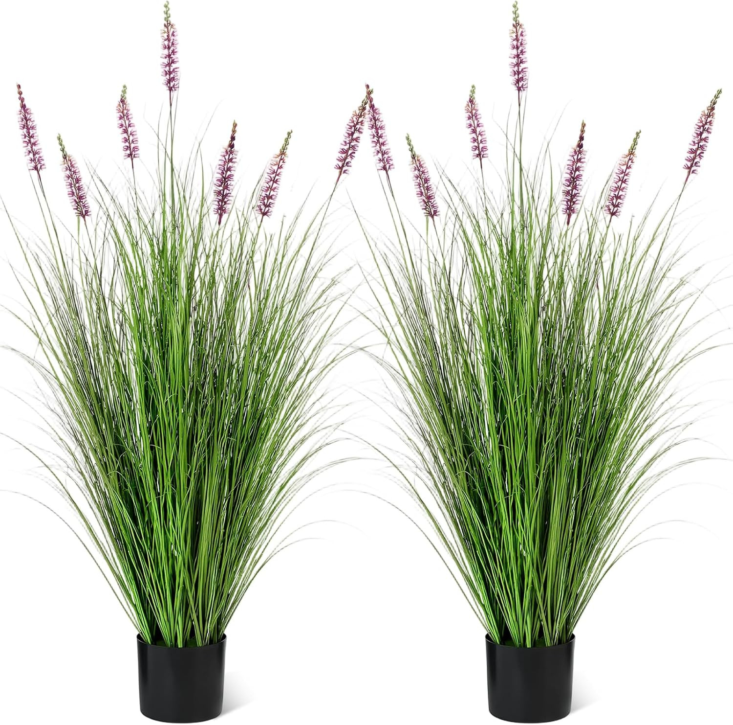 2 Pieces Faux Plants Outdoor 4 Ft Tall Artificial Lavender Plant Potted Artifici