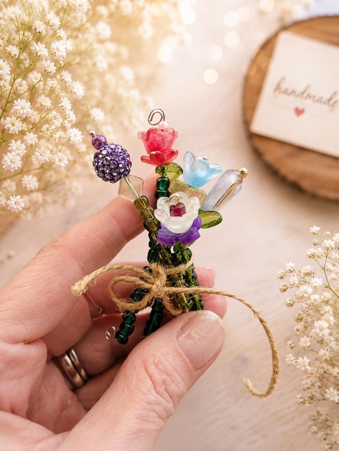 Mini Beaded Flower Bouquet | Handmade Bead Flower Arrangement | Tiny Floral Gift