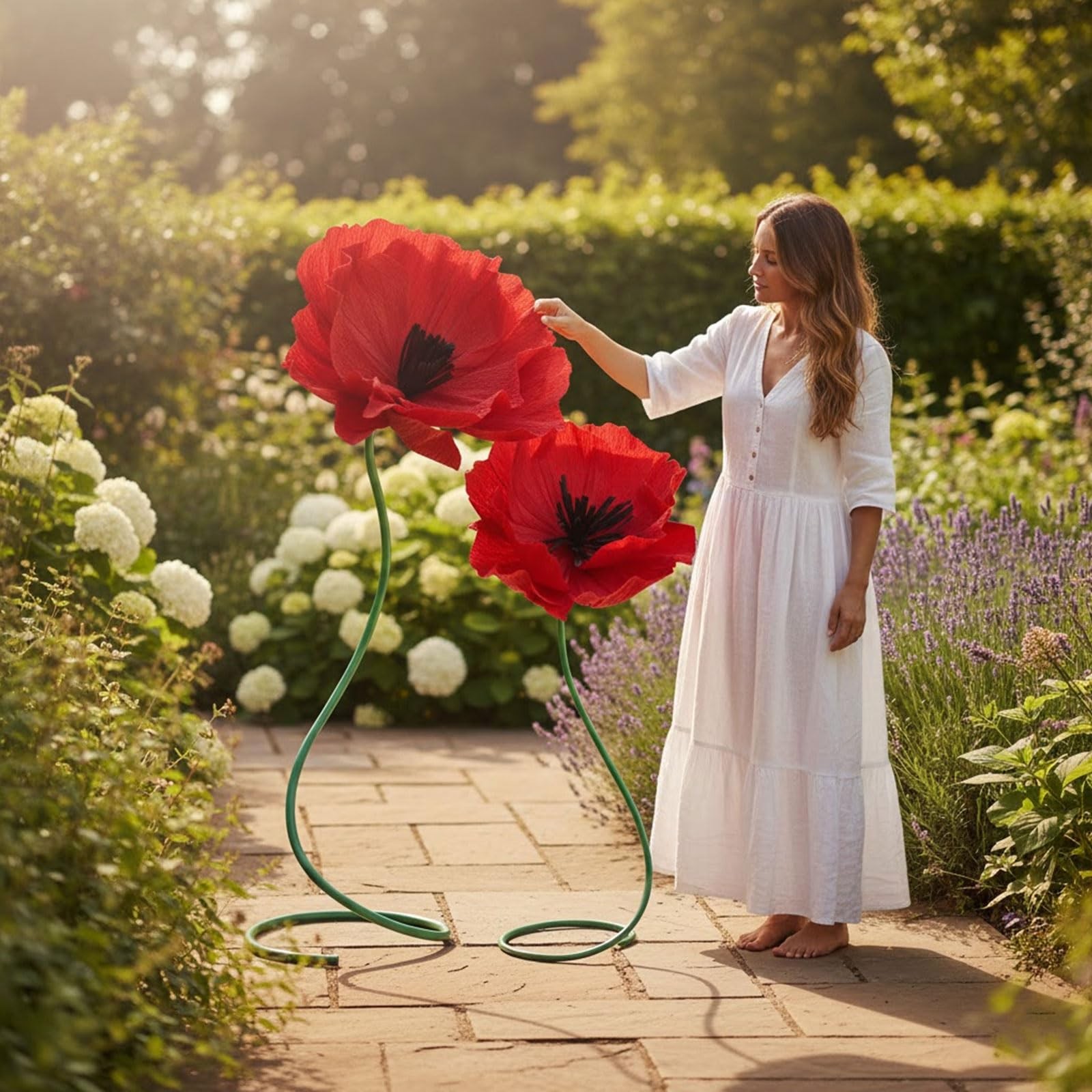 3 Pcs 5ft Large Paper Red Poppy Flowers Halloween Giant Artificial Poppies St…