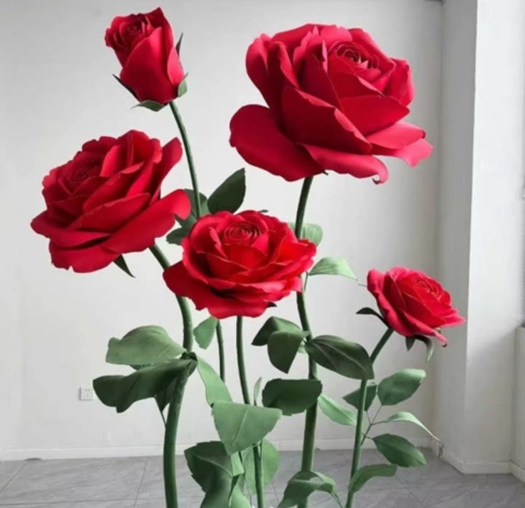 6 Foot Faux Red Rose Flower Arrangement Centerpiece for Party Event Decoration