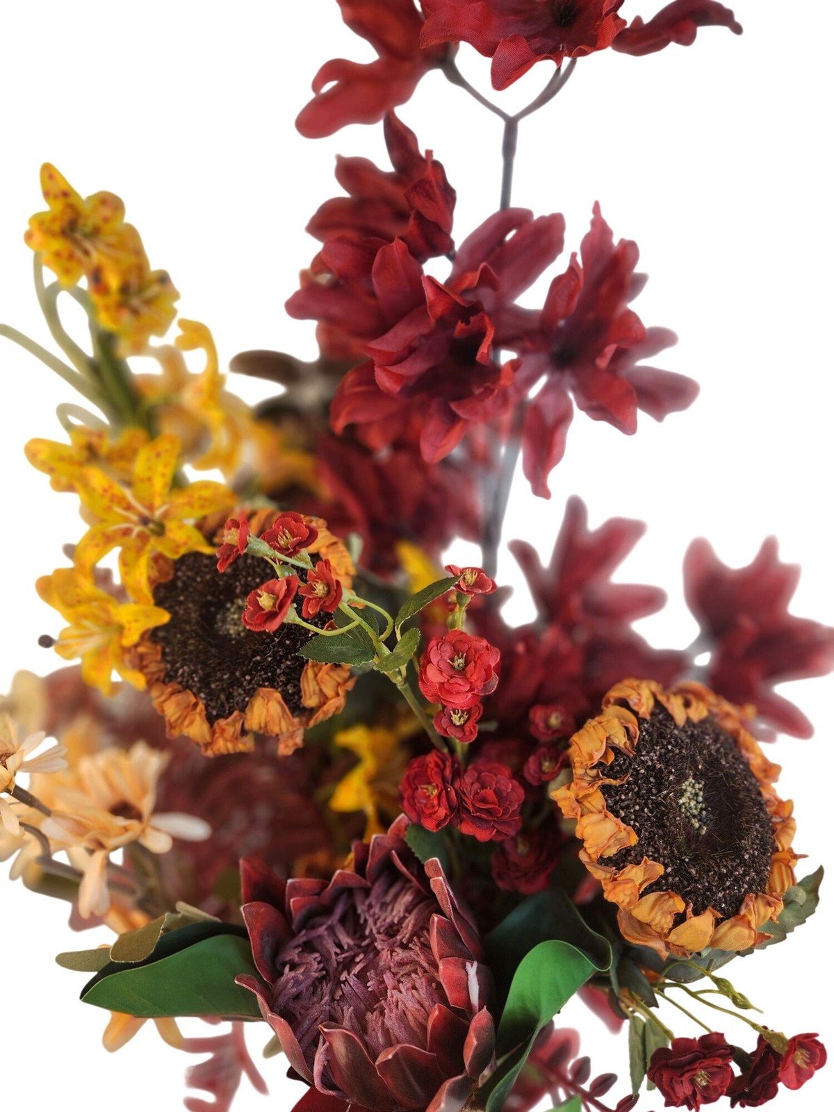 Artificial Mixed Floral Bouquet With Sunflowers Protea Lily & Daisies 20-25 Inch