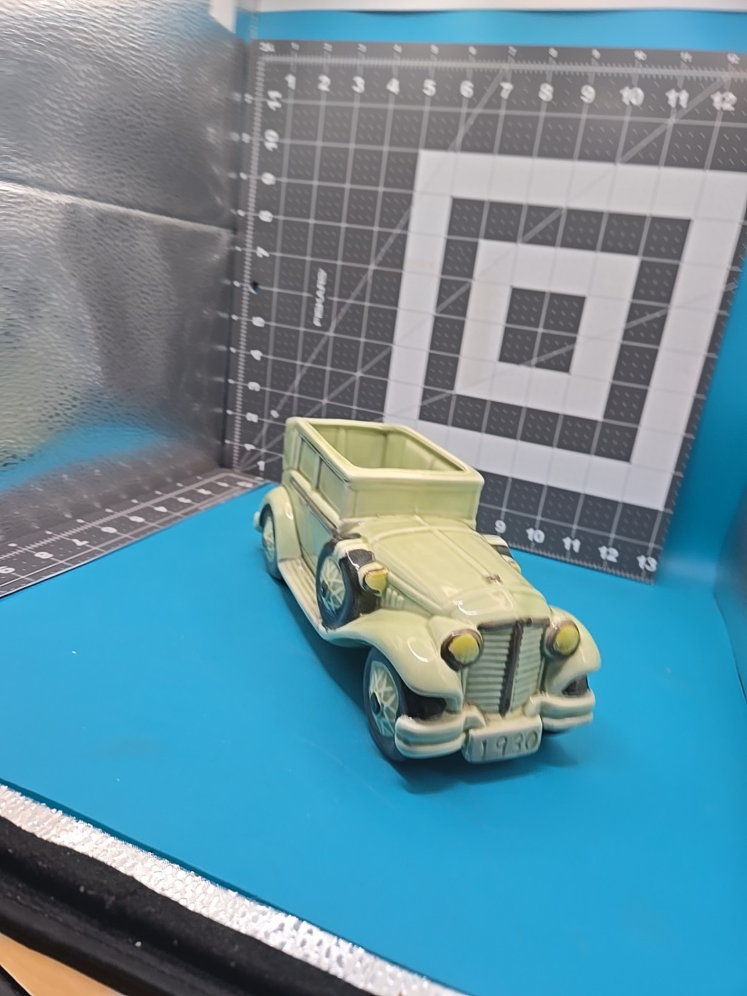 New Old Stock Vintage 1985 Inarco Japan Ceramic Classic Green 1930 Car Planter