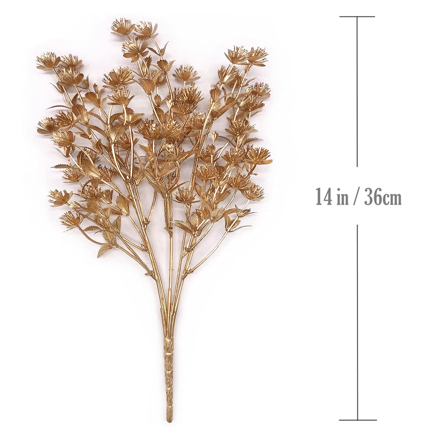 Artificial Flowers Golden Baby Breath Gypsophila, Fake Plant Bush Grass Decor…