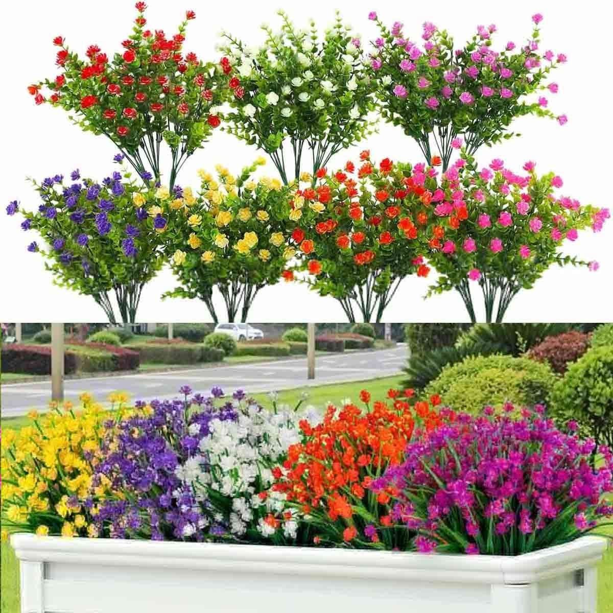 2~12Pack Artificial Flower Fake Outdoor UV Resistant Boxwood Plants Shrub Decor
