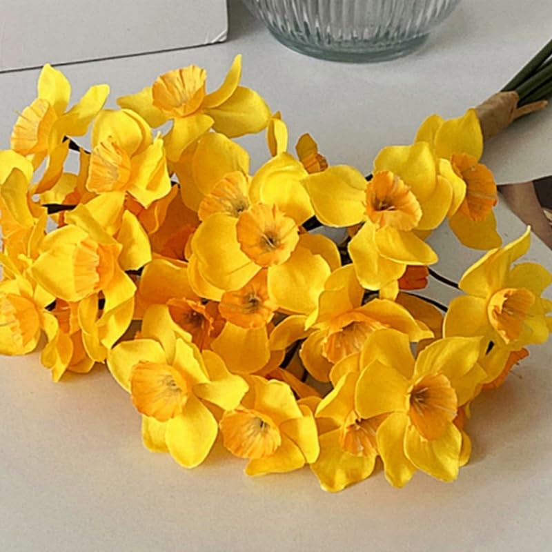 XIZHI 18 Pcs Artificial Flowers White Artificial Daffodils Flowers Real Touch…