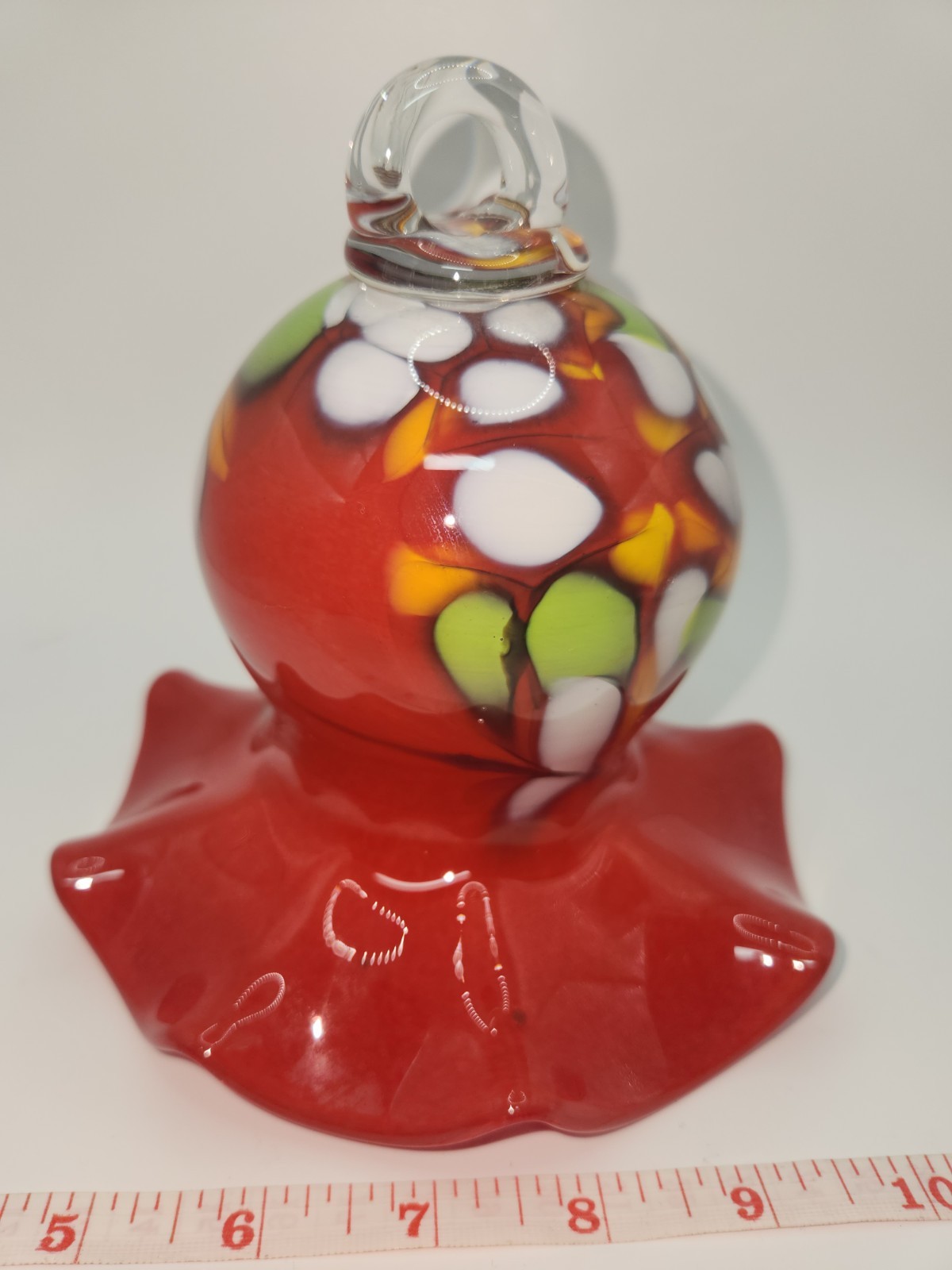 Garden Flower Trumpet Flower Hanging Garden Glass Hand Blown Colorful 7 inches