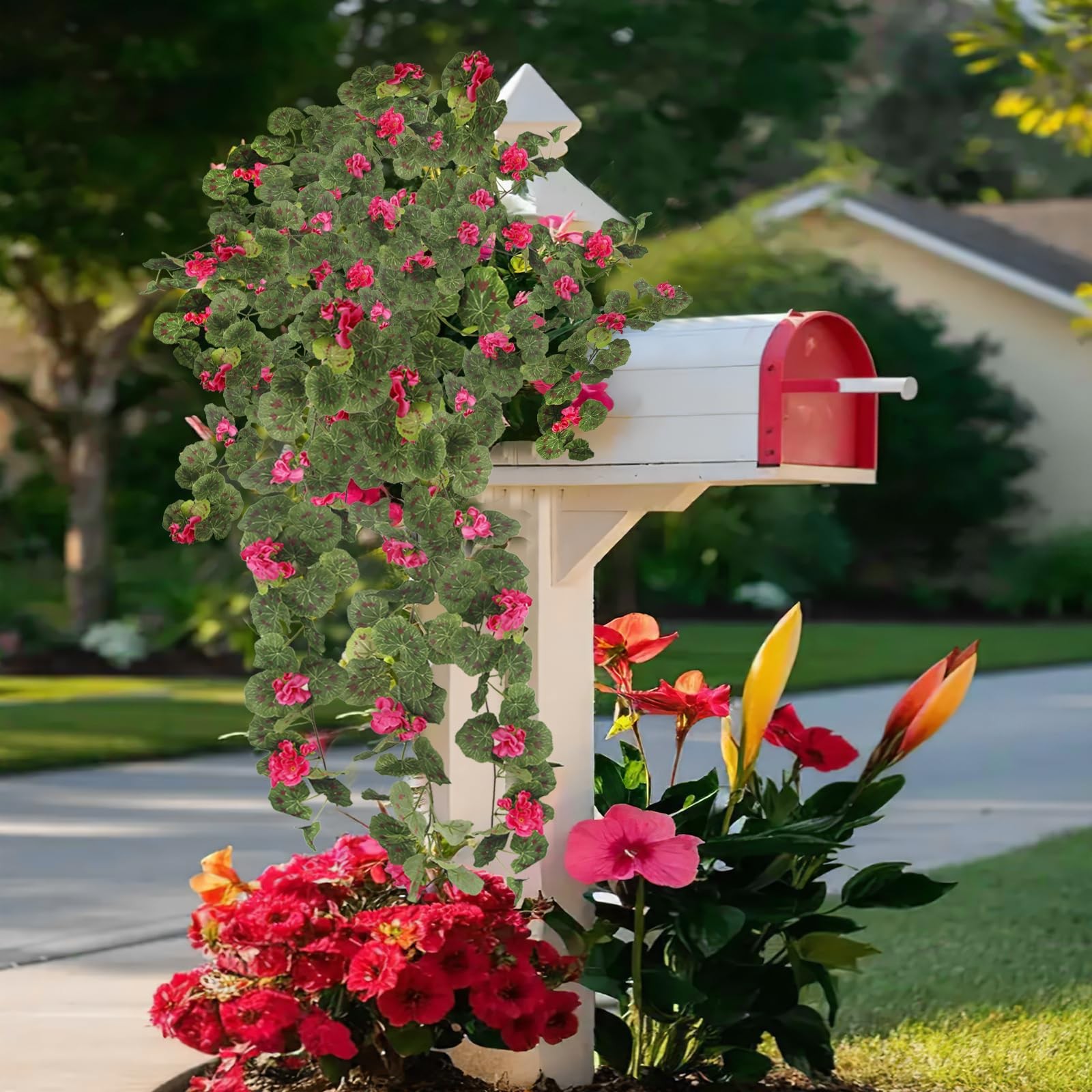 2 Pcs Spring Summer Flower Garland Geranium Artificial Garland Outdoors Rose …