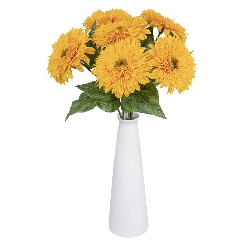 Artificial Teddy Bear Sunflower Long Stem Indoor Decor Floral Arrangement Craft