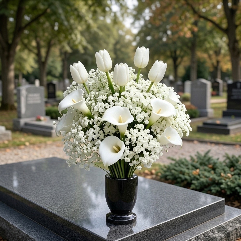 White Artificial Flower Bouquet 32 Stems Flexible Stems for Custom Arrangement