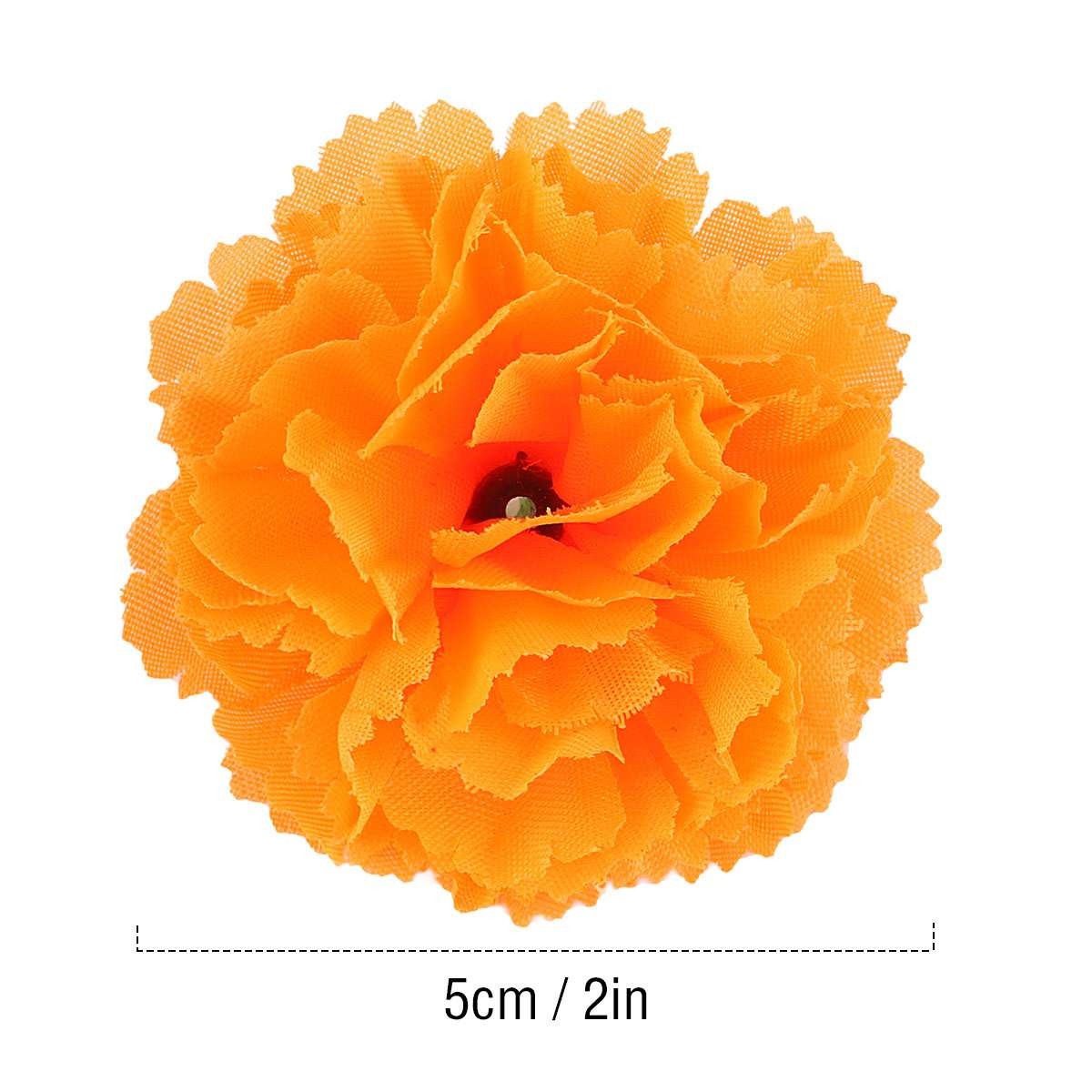 100 Pcs Artificial Marigold Flower, 2 Inch Silk Marigolds Bulk Decor, Orange