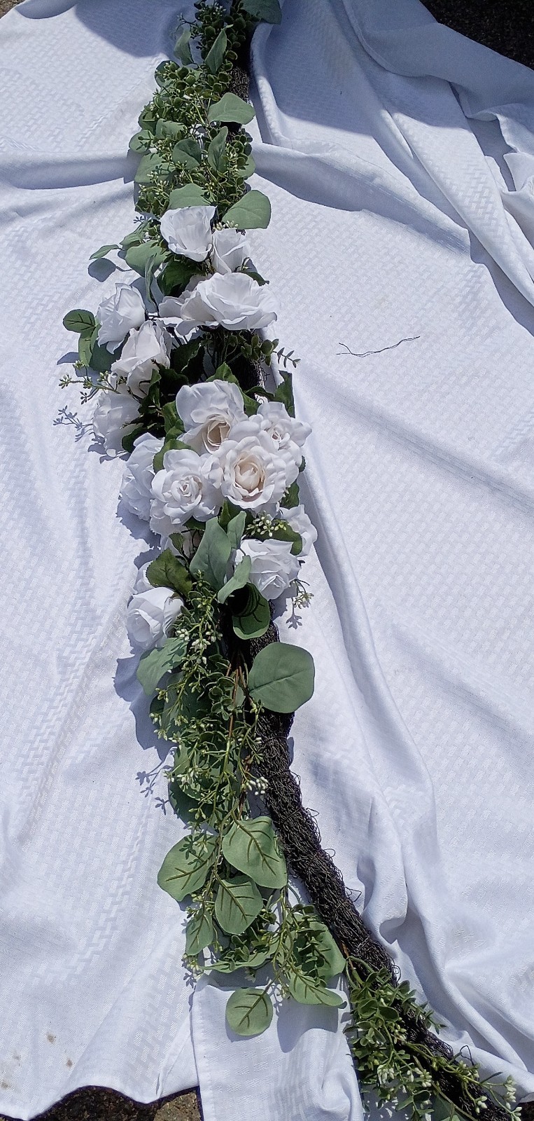 Eucalyptus & Ivory Roses Garland Vines with Greenery 6ft