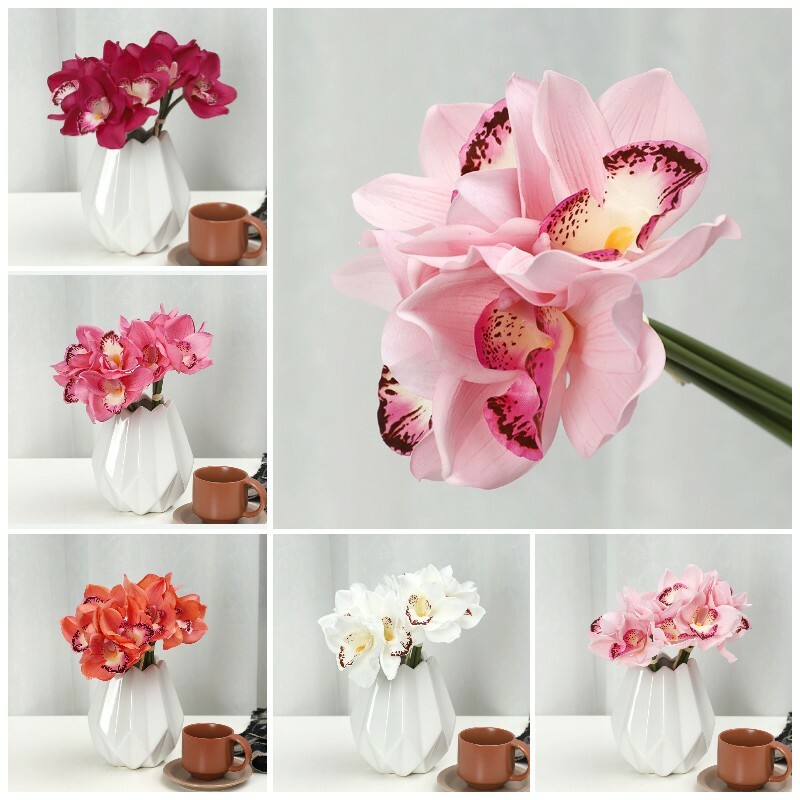 1PC 4 Heads Artificial Flower Moth Orchid Butterfly Bouquet Wedding Home Decor