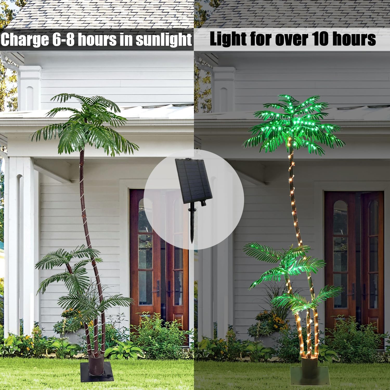 7ft Solar Lighted Palm Tree, Home Room Decor 260LED Christmas Tree, 3 Trunks …