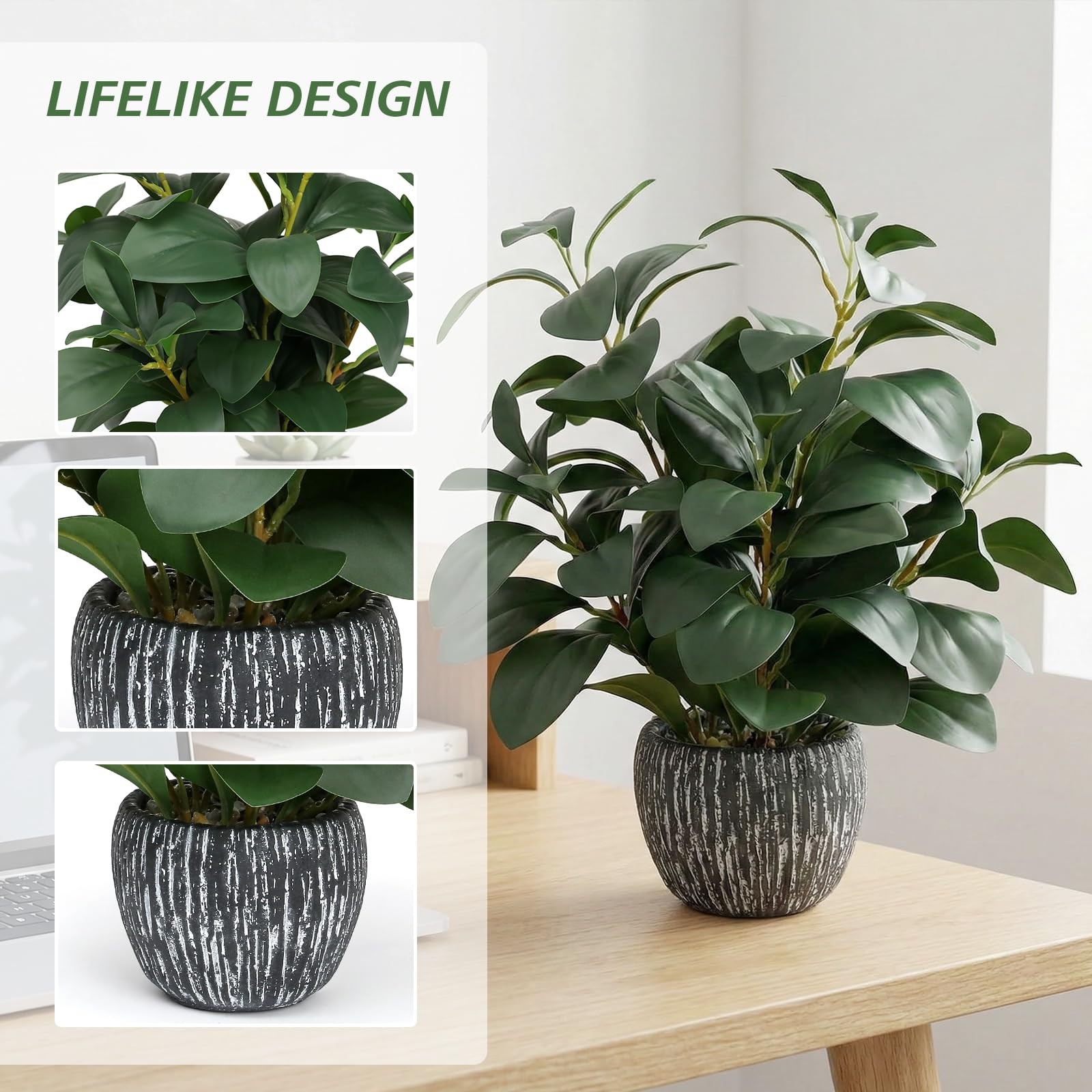 Artificial Plants for Home Decor – 13.2 Inch Fake 4in,