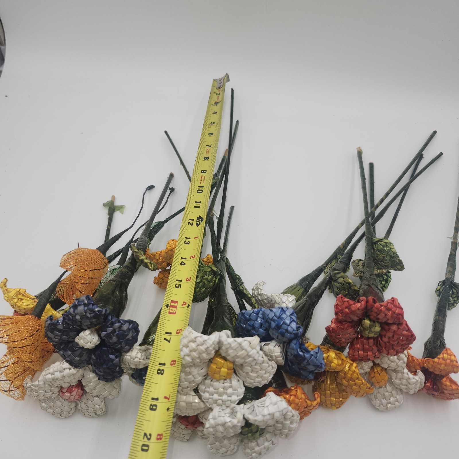12 in. Artifical Stems Lot Of Vintage Straw Handmade Flower Flowers woven