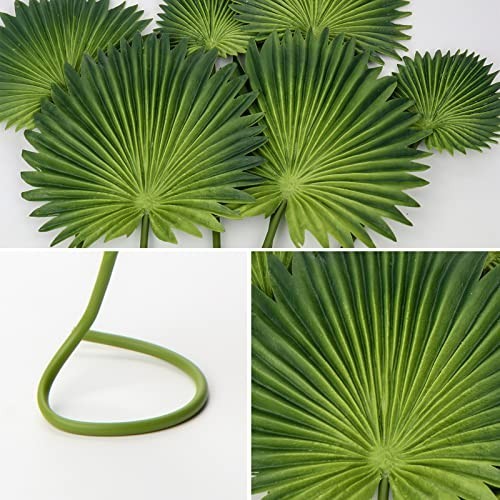 6 Pcs Faux Palm Leaves – Tropical Artificial Fronds for DIY Weddings & Home Deco