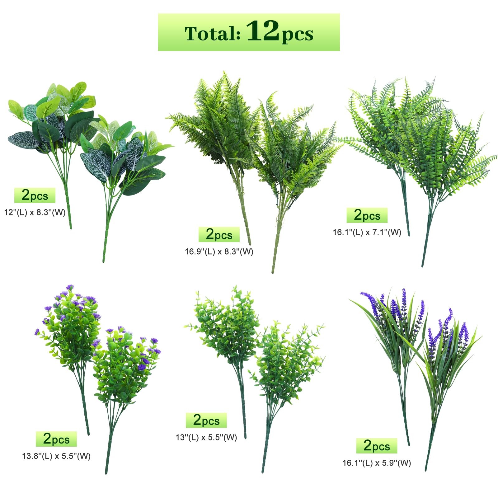 Best INQCMY Artificial Fake Plants Flowers for Outdoor 12 Bundles UV Resistant