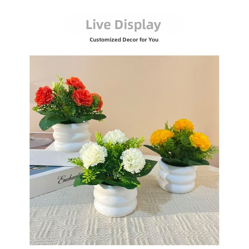 Silk Carnation Flower Arrangement 5 Pack for Living Room Bedroom Decor