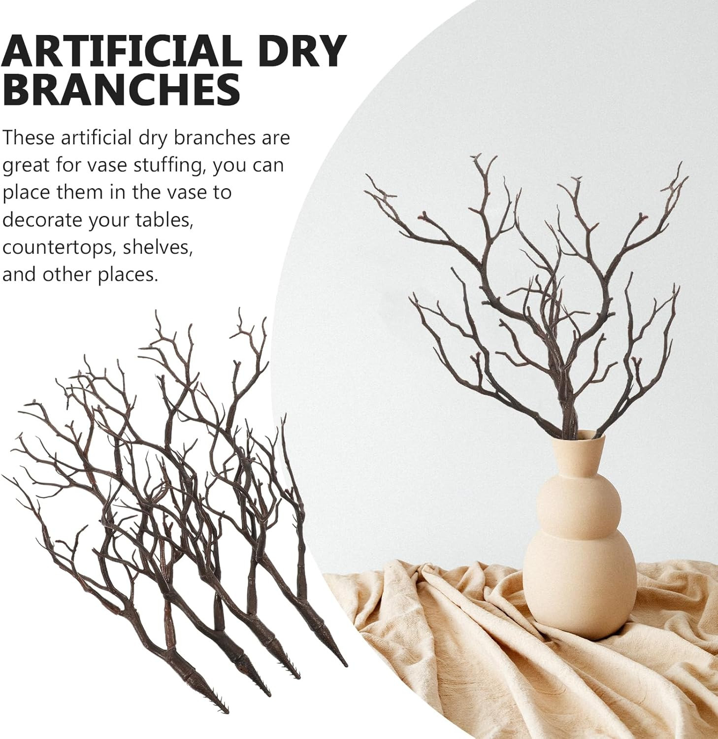 DECHOUS Plastic Tree Branches, 4Pcs Manzanita Branches Halloween Decor Artificia