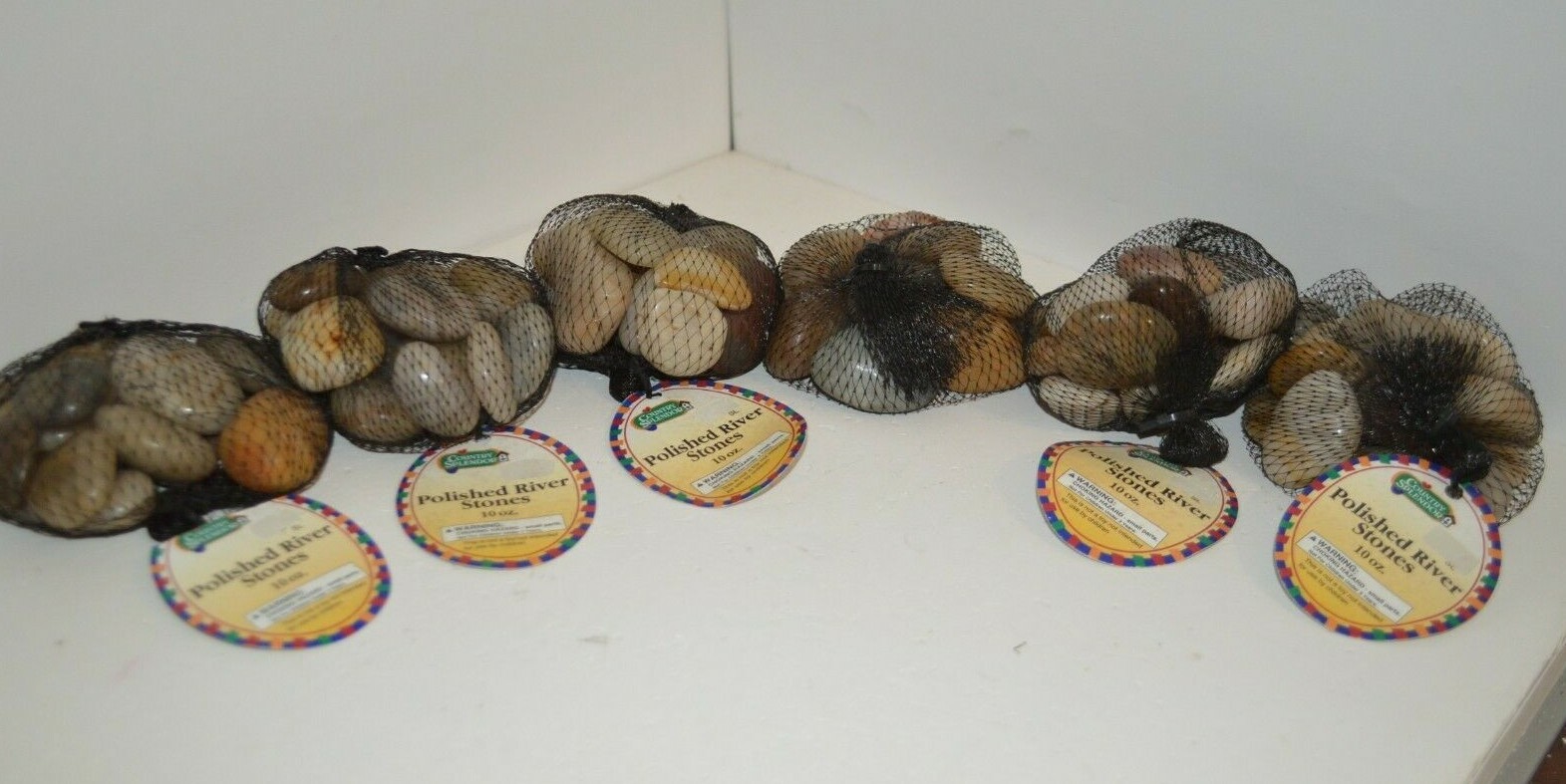 6X POLISHED RIVER Rocks Accent 10 oz ea = 60 oz Craft GARDEN Decor STONES Water