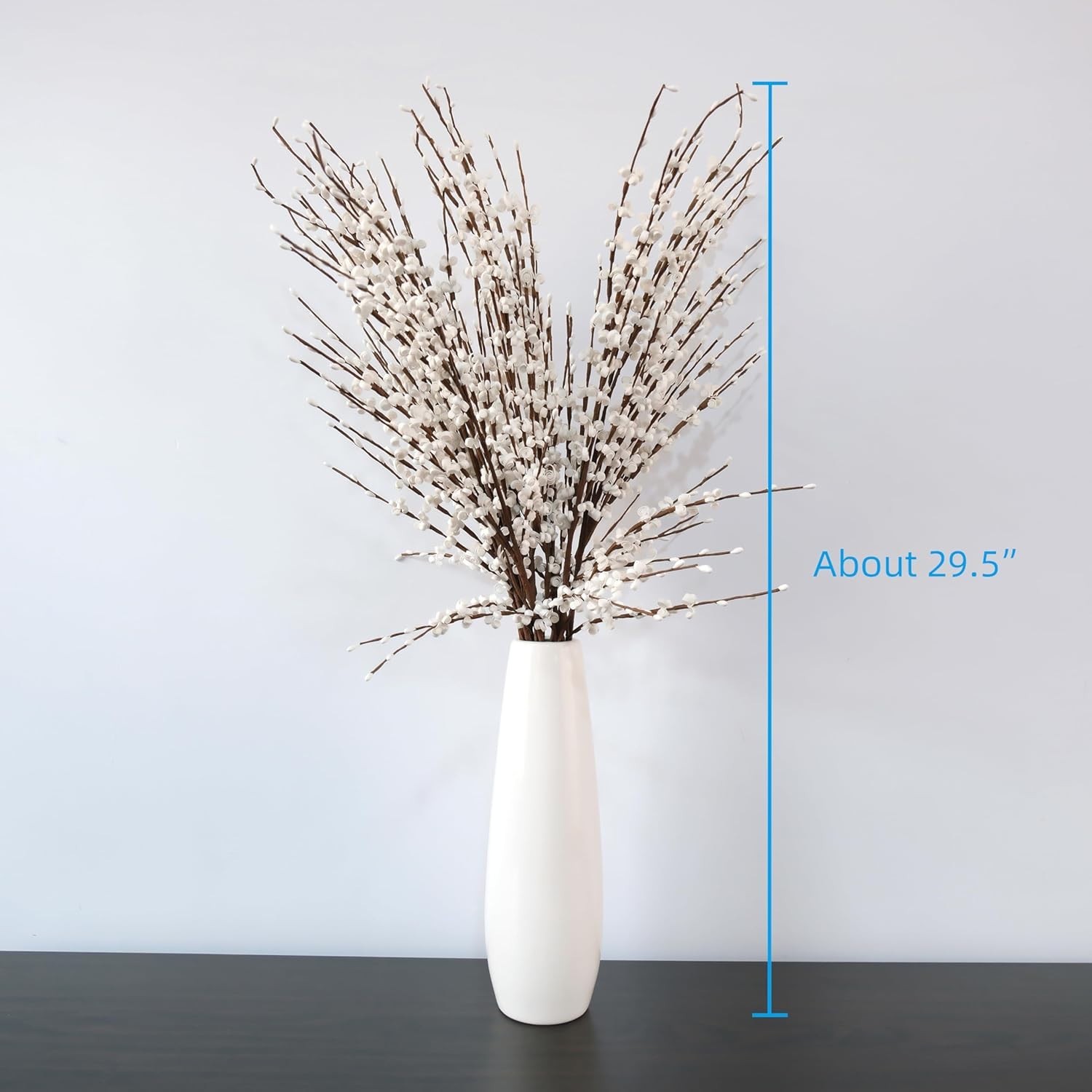 10pcs Faux Tall Pussy Willow Branches for Home Office Wedding Decor White