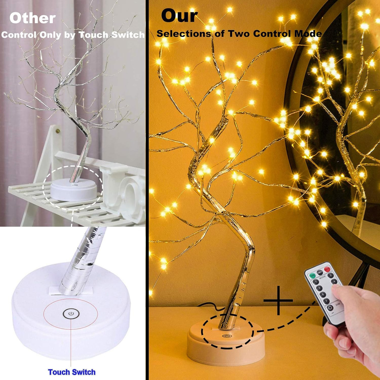 20” 108LED Fairy Sparkly Tree Lamp with Remote Remote, Warm White
