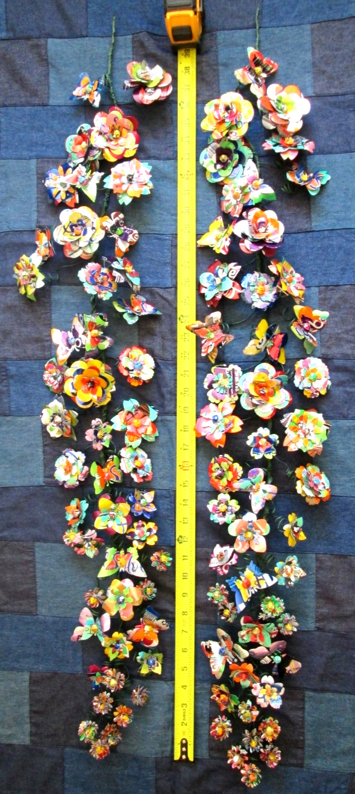 Flower & Butterfly Garland Upcycled (x2 36″) Weddings Gifts Beautiful Decor