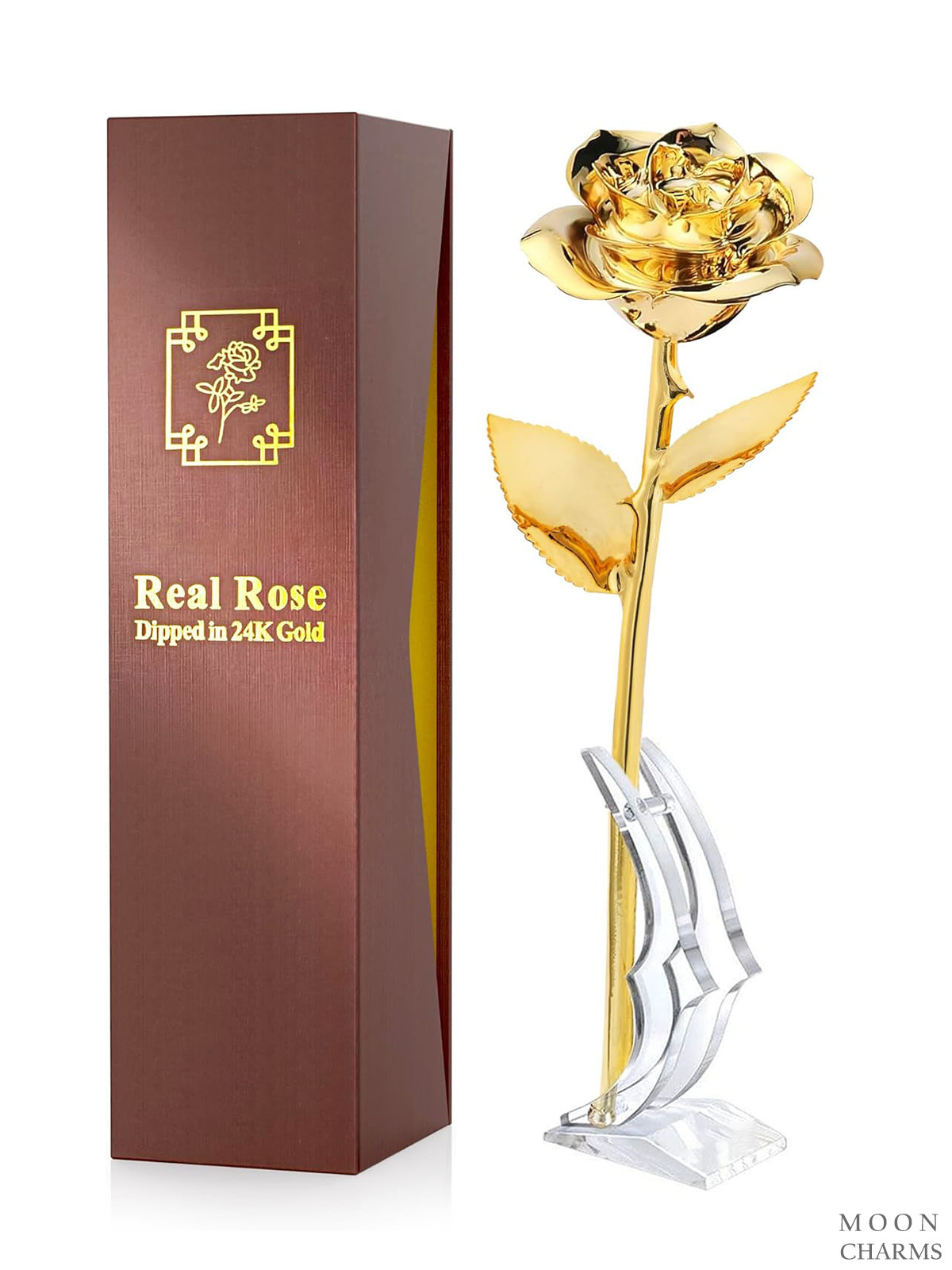 Rose Gold Dipped 24k Real Long Stem Flower Forever,Valentines Day Gifts Hor Her