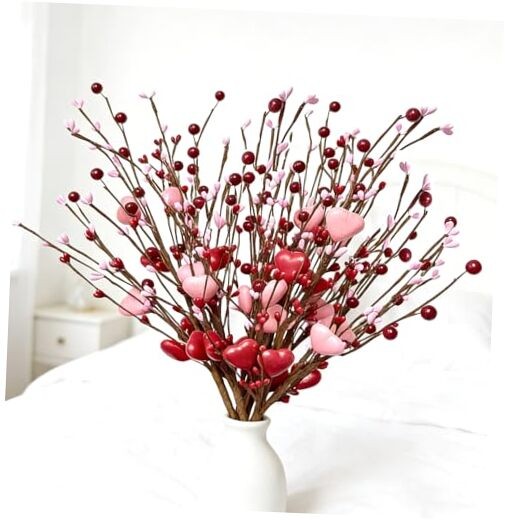 Valentines Day Decorations Red Pink Hearts Picks (6 Packs) Valentine’s Day