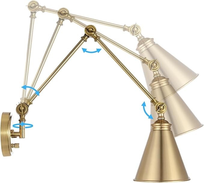 Farmhouse Swing Arm Wall Sconce Set of 2, Industrial Adjustable Wall Lamp Light