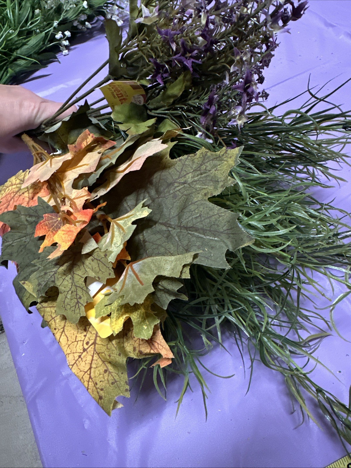 #A11 Lot 5. Artificial flowers and leaves for decorations 2+ lbs