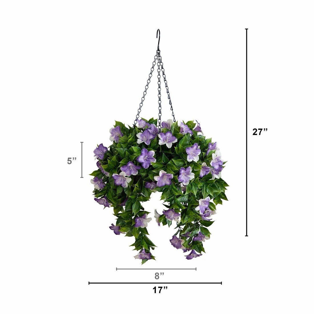 27” UV Resistant Artificial Azalea Hanging Basket Indoor/Outdoor