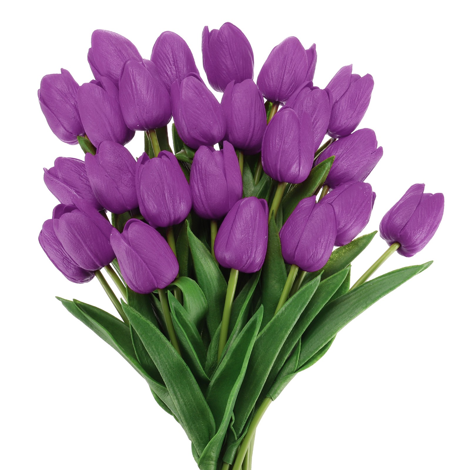 24Pcs Fake Tulips Artificial Flowers PU Tulips with Stems Purple