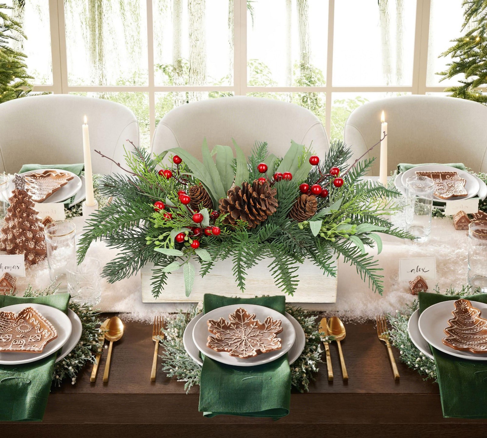 Christmas Centerpieces Mine Tree Pinecones In Pot Artificial Xmas Table Decor