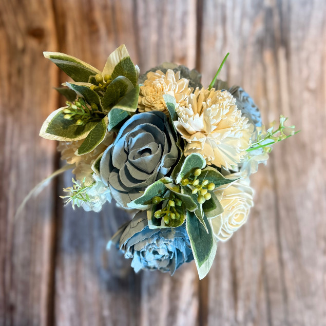 Sola Wood Floral Arrangement 16oz Mason Jar Personalized Custom Baby Shower Gift