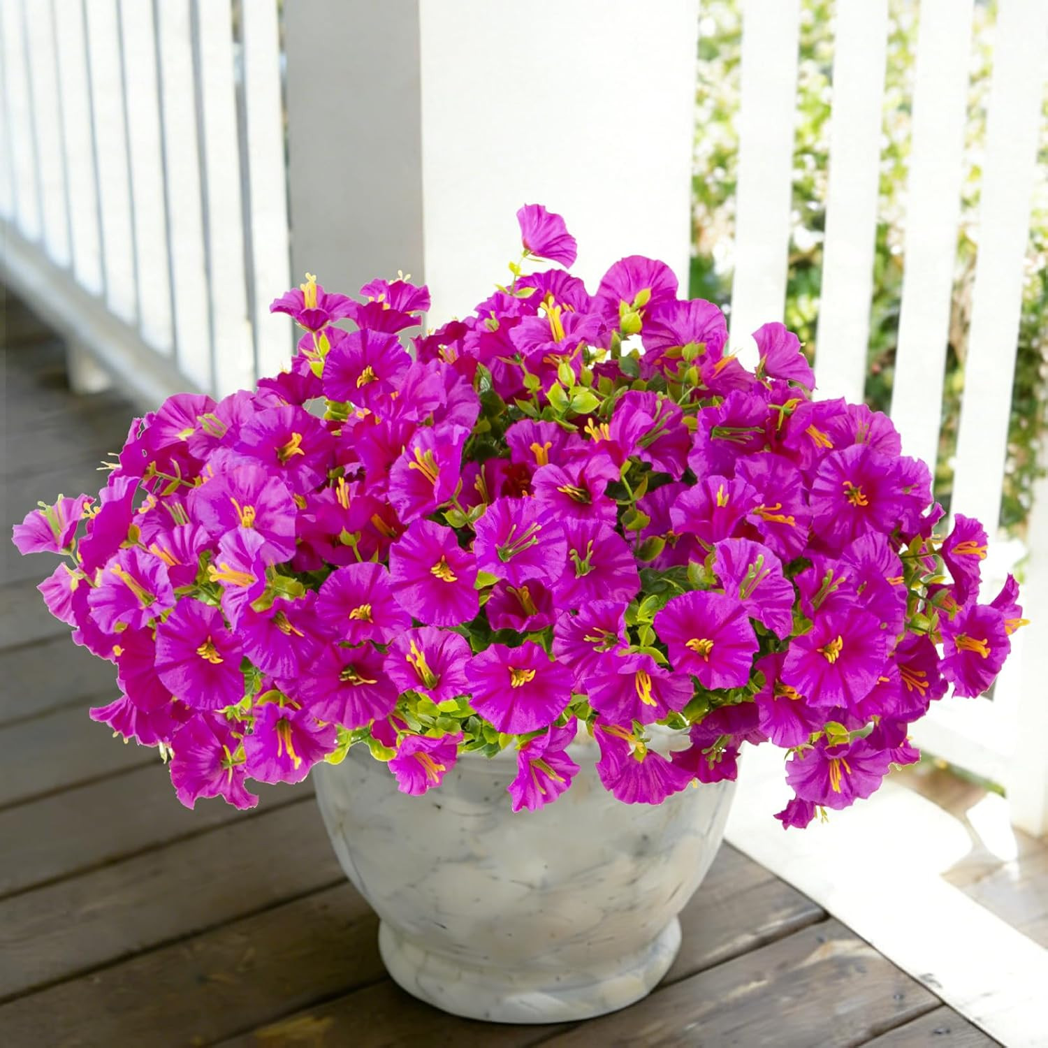 12 Bundles Artificial Flowers for Outdoors Decoration, Faux Silk Morning Glory F