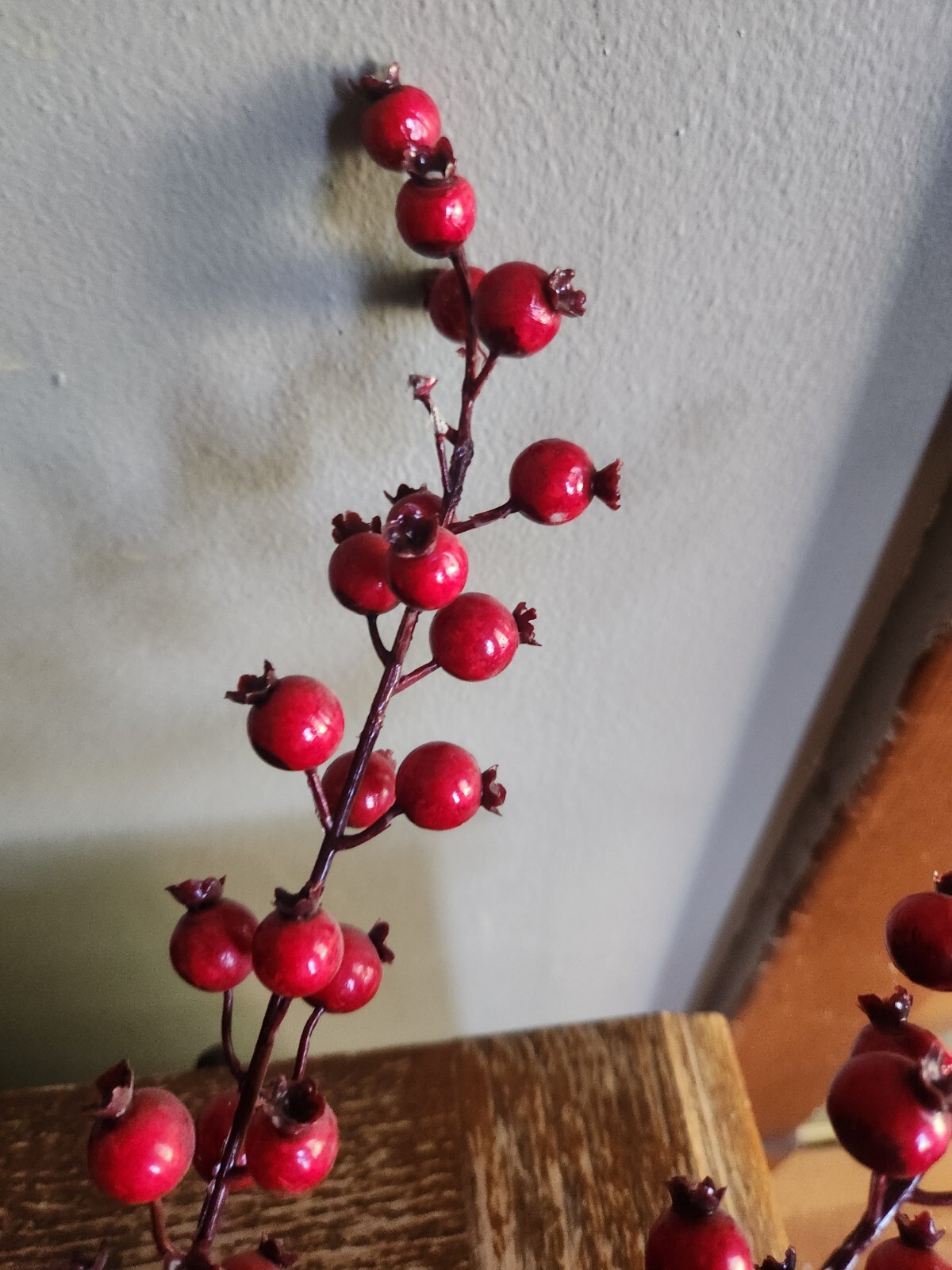 Artificial Red Berry Stem Faux Holiday Christmas Floral Branch Decor