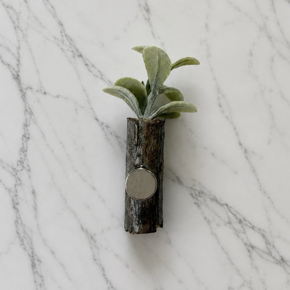 Handmade Mini Green Faux Plant Magnet In Stick Vase