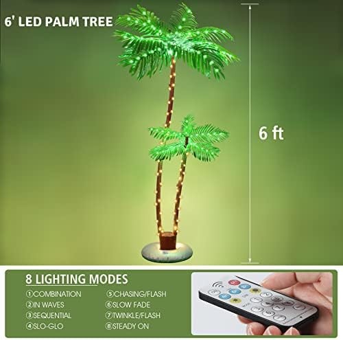 OUSHENG Solar Lighted Palm Trees for Outside Patio, Bar Pool Deck Outdoor Dec…